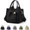 HINGTAT Borsa tote per donna in tela di grande capacità multi-tasca borse a tracolla con cerniera borsa a tracolla borsa vintage Tote Shopping Bag per la scuola Shopping Travel, 03-Nero-Small