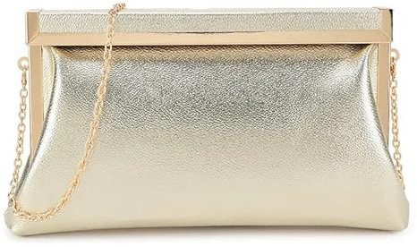UShopUK Stylish Faux Leather Bridal Prom Wedding Evening Clutch Party Purse Shoulder Hand Bag (Gold)