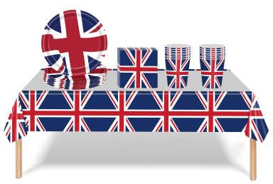 37pcs Union Jack Tableware Napkins | Plates And Union Jack GB Flag Print Tablecloth | King's Coronation Great Royal Event Party Supplies Table Cover | Britain Pub BBQ Summer Theme Table Decorations UK