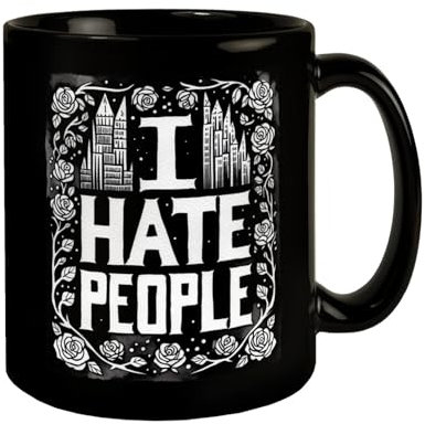 I hate People Tasse in Schwarz Hasse Menschen Hol dir die schwarze Tasse mit weißem Text I hate People in dicken Buchstaben - Perfekt für deinen Kaffee Menschenhasser