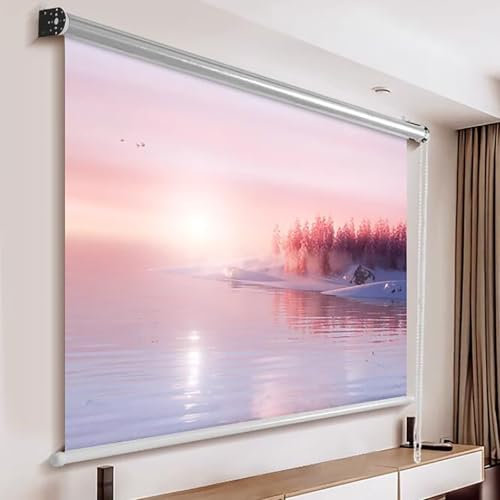 Curtain-Style Manual Pull Down Projection Screen Anti-light Projection Cloth Screen Home Convenient Wall-Mounted 4k HD Bedroom Outdoor Office Hand-Pull Roller Blinds Projector Screen(16:9 72in)
