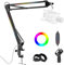 SIMPLURFI RGB Boom Arm, Adjustable Mic Stand with Desk Mount Clamp and Mic Clip, Compatible with HyperX Quadcast, Blue Yeti, Rode, Shure SM78 for Streaming, Gaming, Youtube Recording (black)