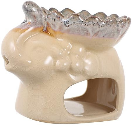 PRETYZOOM Elephant Ceramic Aroma Diffusor Duftvotivkerzen Weihrauch Wachsbrenner Räuchergefäß Mit Eisrissen Lotus-räucherstäbchenhalter Tischdekoration Kerzenbrenner Duftwärmer Beige Keramik