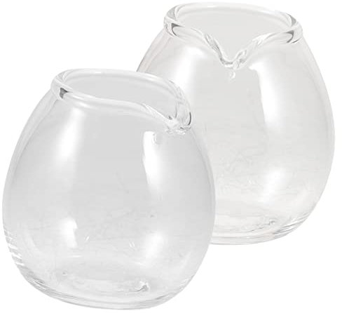 OKUMEYR 2 Piezas Mini Taza De Leche De Vidrio Transparente Jarra De Leche Pequeña Para Vertedor De Cafetera