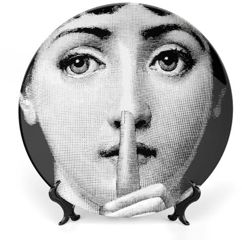Fgjkt Piatto Lina Cavalieri, Piatto Decorativo da Parete, Decorazione da Appendere alla Parete con Piastra Facciale Misteriosa, Staffa Inclusa E Gancio A Molla Speciale,style-18,8inch