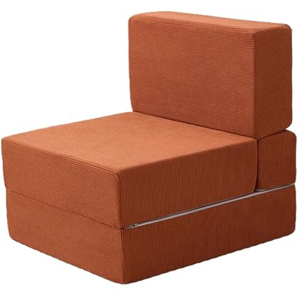 Klappsofa mit Schlaffunktion Klein Waschbar Veloursstoff Hochdichte Schaumstofffüllung Gästebett Klappbar Klappbett Belastbar Bis 100 Kg Geeignet für Hotels, Cafés und Wohnzimmer(Orange)
