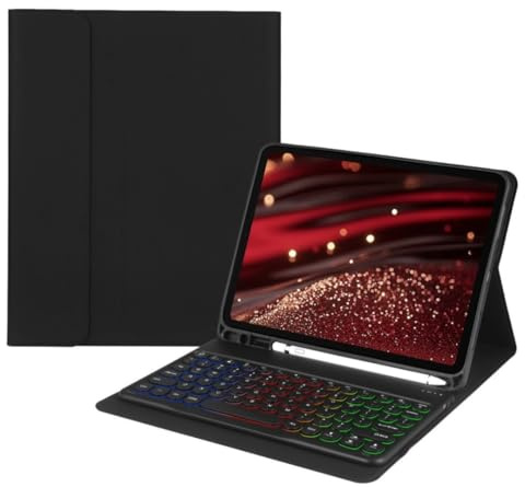 kaidisen Custodia con tastiera retroilluminata arcobaleno per iPad Mini 7 (A17 Pro)/Mini 6a generazione 7a generazione, retroilluminazione a 7 colori, retro con tasti rotondi staccabili, colore nero