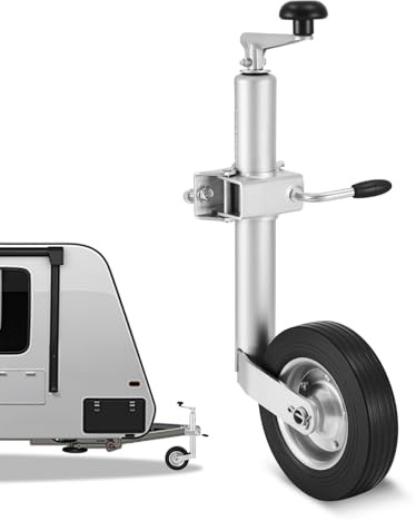 VEVOR Rueda de Apoyo 550–780 mm de Altura Ajustable, Capacidad de Carga hasta 150 kg, con Rueda Simple y Mango Ergonómico, Adecuado para Remolques, Caravanas y Barcos, 250 x 130 x 550 mm, Plata