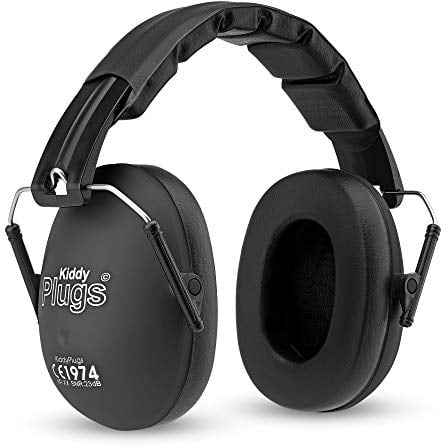 KiddyPlugs Kinder Kapsel Gehörschutz Ohrenschützer Schwarz, Lärmschutzkopfhörer Erwachsene, Faltbare Kopfhörer einstellbar auf Kopfgröße, hoher Komfort, für Garten, Arbeit, Rasenmähen, Schule uvm.
