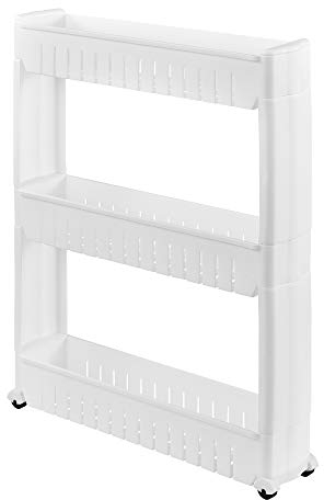 [en.casa] Rollregal - Weiß - 72 x 12 x 54,5 cm - Küchenregal Küchenwagen Rollwagen Nischenregal