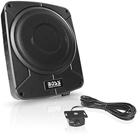 BOSS Audio Systems BAB10 - Subwoofer Amplificado para Coche, 1200 vatios de Potencia máxima, Perfil bajo, subwoofer de 10 Pulgadas, Control Remoto de subwoofer, Ideal para vehículos Que Necesitan