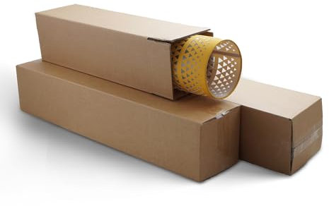 Long Strong Cardboard Boxes - Extra long Strong Double Wall Large Storage Moving House Packing Boxes (15x15x75cm) Pack of 10