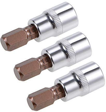 sourcing map 3pcs 3/8 Drive x H10 (10mm) Hex Bit Socket, S2 Steel Bits CR-V Sockets 38mm Length Use with Ratchet Wrench, Slide Bar, Extension Rod