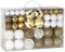 BAKAJI Confezione 100 Palline di Natale Diametro 3/4/6 cm Addobbi e Decorazioni per Albero di Natale (Bianco Oro)