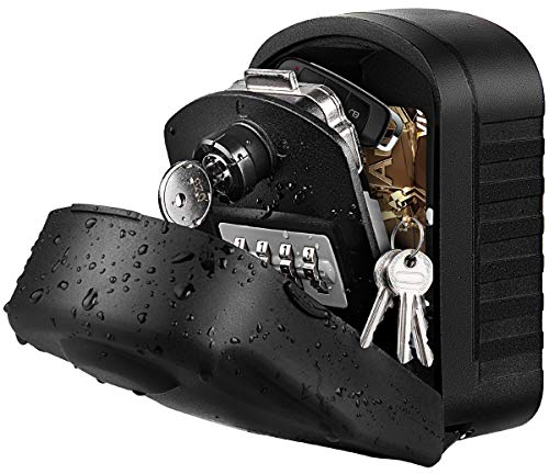 WACCET [Neue Generation] Schlüsseltresor, Schluesselkasten mit Zahlencode Schlüsseltresor Groß Wandmontage Schlüsselsafe für Außen Innen Auto Garage Home (schwarz)