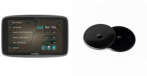 TomTom LKW Navigationsgerät GO Professional 620 (6 Zoll, Sonderziele und Routen für LKW, Stauvermeidung Dank TomTom Traffic, Karten-Updates Europa) & Klebe-Befestigungsplatten fürs Armaturenbrett