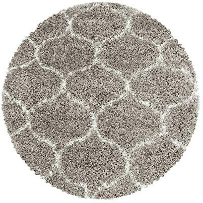 HomebyHome Runder Teppich Wohnzimmer Beige 160 cm Rund - Shaggy Hochflor Teppich Schlafzimmer Küche Skandinavisches Design Extra Weich - Langflor Teppich Flauschiger Teppich Rund