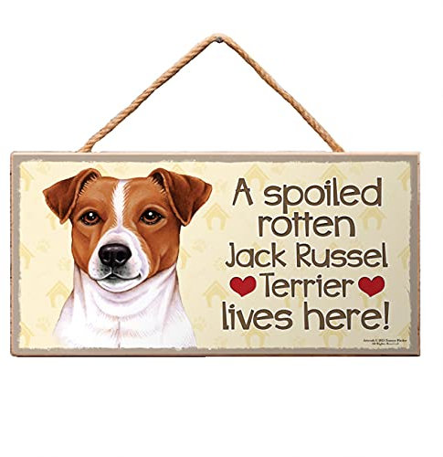 Sign with dog. Sign with cat. Haustierschild aus Holz mit Kordel. (Jack Russel Terrier)