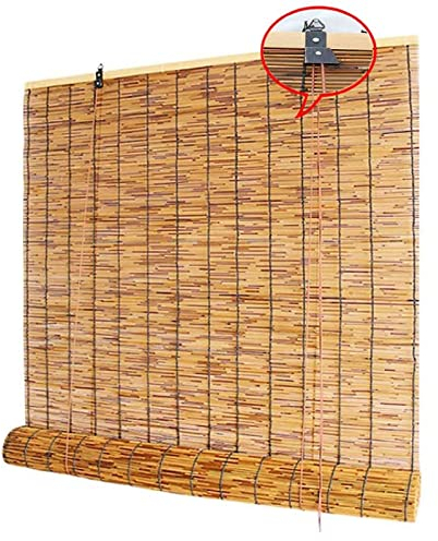 LIJINBO Natur Bambus Rolle Rollo,Vintage Bambus-Roll-Fenster-Blind 140cm - Outdoor-Sonnenschutz, Leicht Zu Hängen, Hölzerne Blackout-Fensterladen For Garten-Patio-Balkon, Wohnkultur Vorhänge, Römische