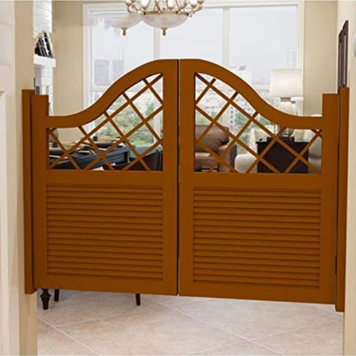 XIAOLIN Wooden Swinging Cafe Doors, Auto Close Louvered Door, Traditional Fence Gate For Corridor Garden Terrace， Customizable (Color : Brown, Size : 70x85cm)
