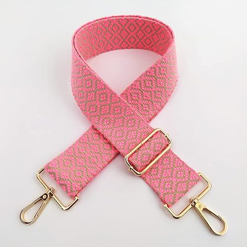 Verstellbarer Schultergurt Bunter Handtaschen Schulterriemen 5CM Breit Taschenriemen Umhängegurt Tragegurt DIY Zubehör für Tasche Schultertasche mit Karabiner Gold für Damen Herren 75-130cm,Rosa