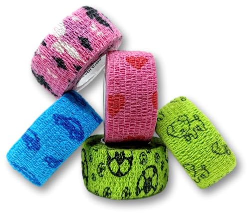 LisaCare Kinderpflaster selbsthaftend - 5 Rollen Erste Hilfe Kinder Finger Pflaster stripes - Kinder Pflaster wasserfest sensitiv perfekt zum trösten - Größe wählbar (2,5cm)