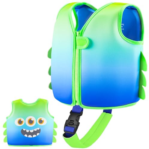 Kinder Mädchen Junge Schwimmlernweste, Schwimmhilfe Schwimmen Jacket für Kleinkinder Alter 1-6 mit Einstellbare Sicherheits Straps (BGM, 3-6)