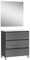 Baikal, Conjunto de baño Natura. Mueble de Baño de Fondo Reducido, con Lavabo cerámico. Distribución Tres Cajones. Mueble MONTADO. Tres Cajones con Espejo. Fondo 39cm 70 cm Ceniza