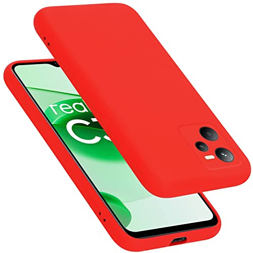 Cadorabo Hülle kompatibel mit Realme C35 / Narzo 50A Prime Hülle Silikon Handyhülle für C35 / Narzo 50A Prime Case aus flüssigem Silikon- Kratzfeste und stoßfeste dünne TPU Schutzhülle - Liquid ROT