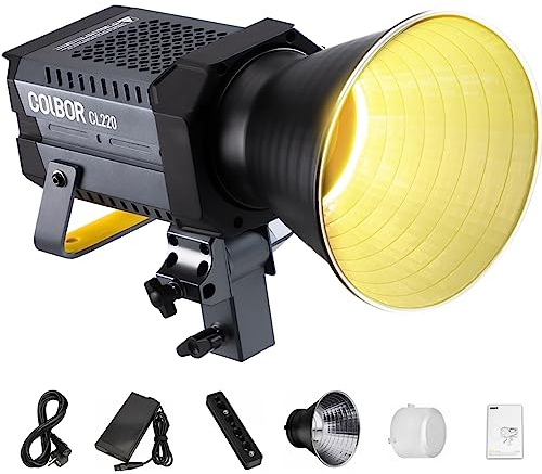 COLBOR CL220 PRO Videoleuchte, COB LED Video Licht 220W Dauerlicht 2700~6500K CRI96+,Videoleuchte-LED-Studio-Lampe-Fotografie mit Bowens Mount APP Steuerung 10 Lichteffekte
