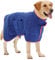 HezzLuv Bademantel für Hunde, Hundebademantel aus Mikrofaser für mittlere und große Hunde, super saugfähiger Haustier Trockenmantel, ganzjahres schnell trocknendes Hundehandtuch (Blau,S)