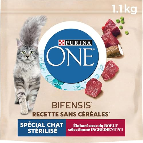 PURINA ONE - Croquettes Chat Adulte Stérilisé sans Céréales Bœuf - 1,1 kg