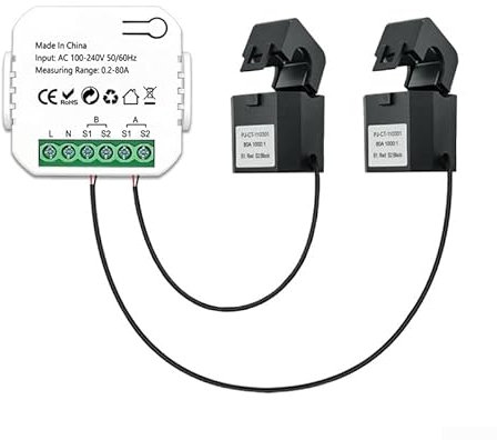 per Tuya Smart Energy Meter WiFi, misuratore di energia WiFi per Smart Life 80A con 2 Morsetti CT Smart Home Energy Monitor