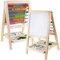 Holz Magnettafel Kinder mit Abakus Doppelseitige Kinderstaffelei aus Holz, trocken abwischbare Tafel und Kreidetafel Kindertafel Kreidetafel Mal-Magnettafel Standtafel Holz Schultafel