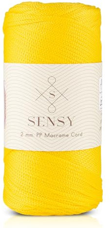 S SENSY Sensy Premium 2 mm 230 Meter Polyester-Seil, 100% Polypropylen-Kordel Makramee-Kordel 2 mm Häkeltasche Kordel Makramee Seil Häkelgarn Geschenk für Strickwaren (Gelb)