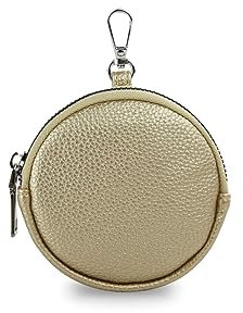 FASHION YOU WANT Damen Münzbörse aus echtes Leder, kleine Geldbörse mit Reißverschluss, Mini Portemonnaie Coin Pocket für Frauen Mädchen Kinder (Gold)