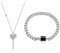 2pcs Fashion Lock Charm Bracelet Metal Chain Bangle Stainless Steel Heart Key Pendant Necklace Couple Matching Jewelry Heart Key Pendant Necklace Couple Jewelry Set Valentine's Day Gift