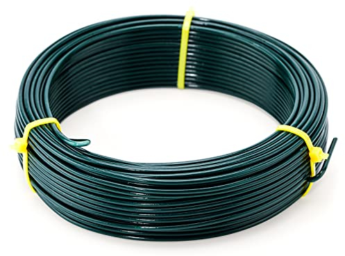 Hapyearn 2mm Graht Grün, 30M Bindedraht Pflanzendraht Für Zaun, Blumendraht Ummantelt, Gartendraht Soft, Basteldraht, Spanndraht -Pflanzen sichern und unterstützen