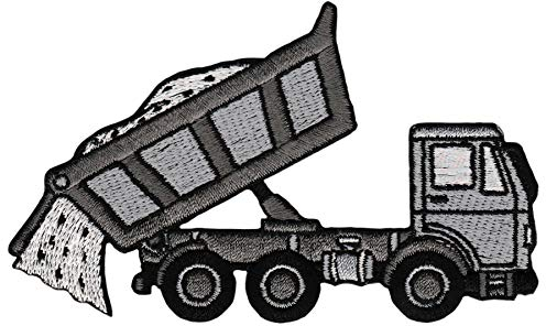 Kipplaster Kipper LKW Auto Aufnäher zum aufbügeln oder aufnähen Bügelbild Aufbügler für Kleidung gestickter Bügelpatch Applikation Baustelle Patch Größe 11 x 6,7 cm