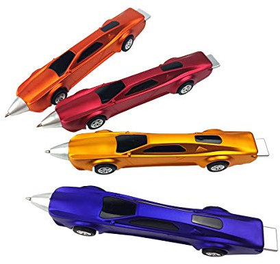 LSFCHYBY 4 x Sportwagen-Stifte, Auto-Kugelschreiber, Rennauto-Design, niedliche Schulbedarf, Geschenke für Kinder (Blaue Tinte), PCB-4FF
