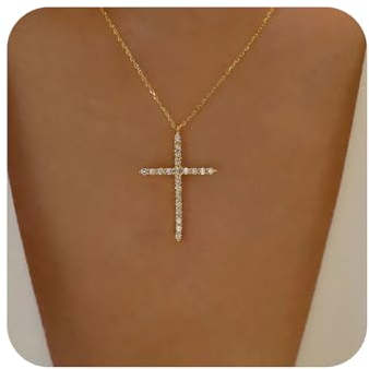 Yienate Boho Kristall Kreuz Halskette Choker Vintage Strass Kreuz Anhänger Halskette Statement Kreuz Charme Gold Halskette Kette Minimalistischen Glauben Kruzifix Halskette Schmuck Für Frauen