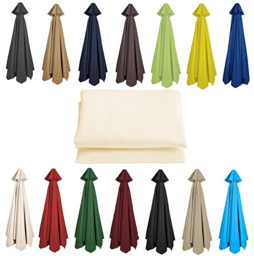 2M 2.7M 3M Umbrella Replacement Parasol Canopy, UV50+, Waterproof, 6/8 Ribs Sun Umbrella Replacement Cloth Garden Canopy Cover Replacement Cover (Color : Off-white, Size : 6 ribs-2m(6.5ft))