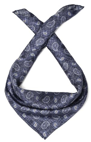 MayTree Seidentuch, Handrolliertes Herrenseidentuch aus Twill-Seide 53x53, Stone-washed-Optik Jeansblau