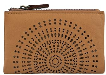 Laura Biagiotti Damen Geldbörse aus Echtem Leder, mit Geometrischem Durchbruchmuster, Klein und Kompakt, mit Geschenkbox