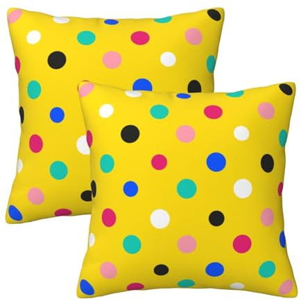 2 Stücke Zierkissenhülle Bunte Punkte Kissen-Hülle Reißverschluss Kissenbezüge Outdoor Zierkissen Für Sommer, Zuhause, Terrasse, 45X45Cm