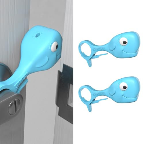 Baby Proofing Door Stopper, Door Pinch Guards Protect Child Fingers & PET Tails. Baby Safety Finger Protectors Prevent Pinch Injuries – Kids and Adults Love Whale Pinch Guard (Blue Pack of 2)