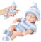 NASSMOSSE Volles Silikon Baby 7 Zoll Mini Babypuppe, Realistische Neugeborenenbabypuppe, Weiches Ganzkörper Silikon Baby mit Kleidung, Silikonbabys für Kindergeschenke Blau