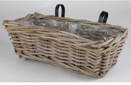 BURI Lot de 5 jardinières de balcon 42 x 20 x 15 cm en osier avec support Jardinière