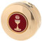 Holyart Teca Porta ostie Simbolo Calice Rosso Ottone Dorato 3x10 cm