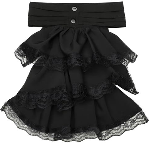 CHICTRY Unisex Renaissance Jabot Spitze Rüschen Fake Kragen Viktorianische Halskrause Barock Halskragen für Cosplay Fasching Mottoparty Schwarz One Size